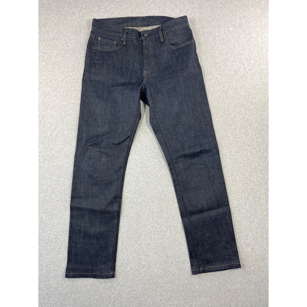 UNIQLO Salvage Denim Jeans Mens 33x30 Dark Blue Slim Fit Straight Leg Mid Rise